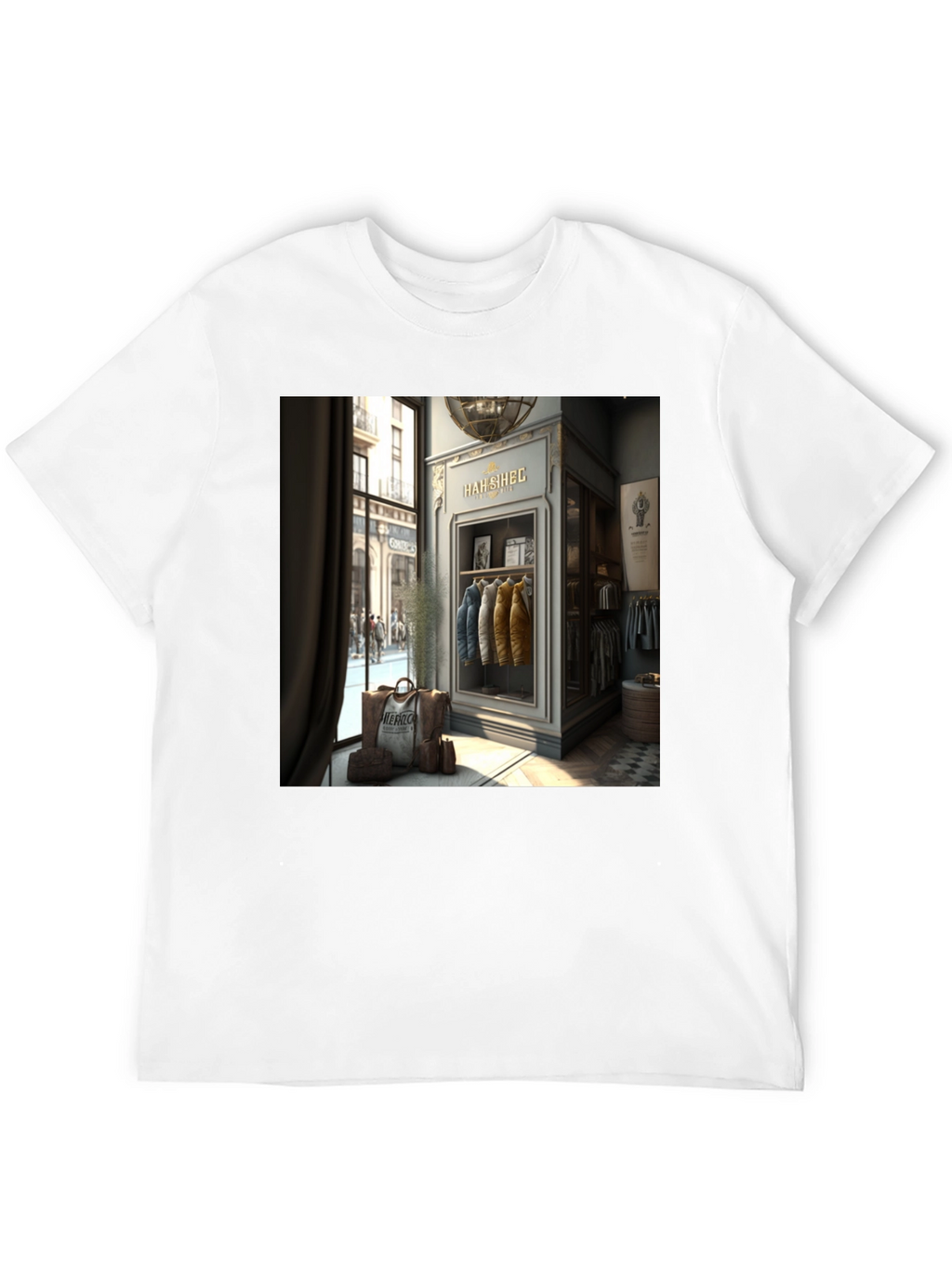Stylish T-Shirt with HAH SIHEC Shop Print