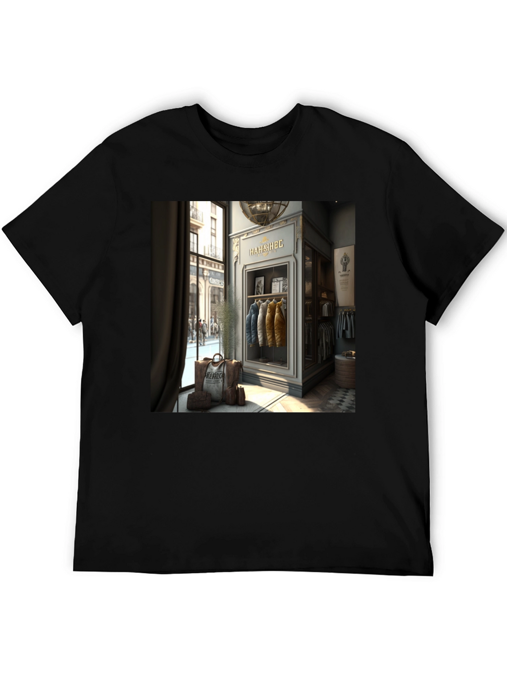Stylish T-Shirt with HAH SIHEC Shop Print