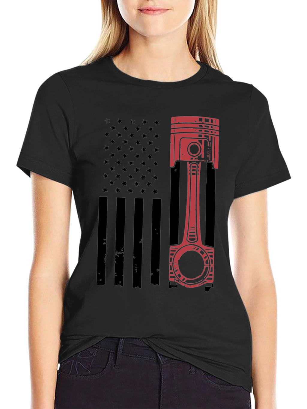 Piston American Flag T-Shirt - Black