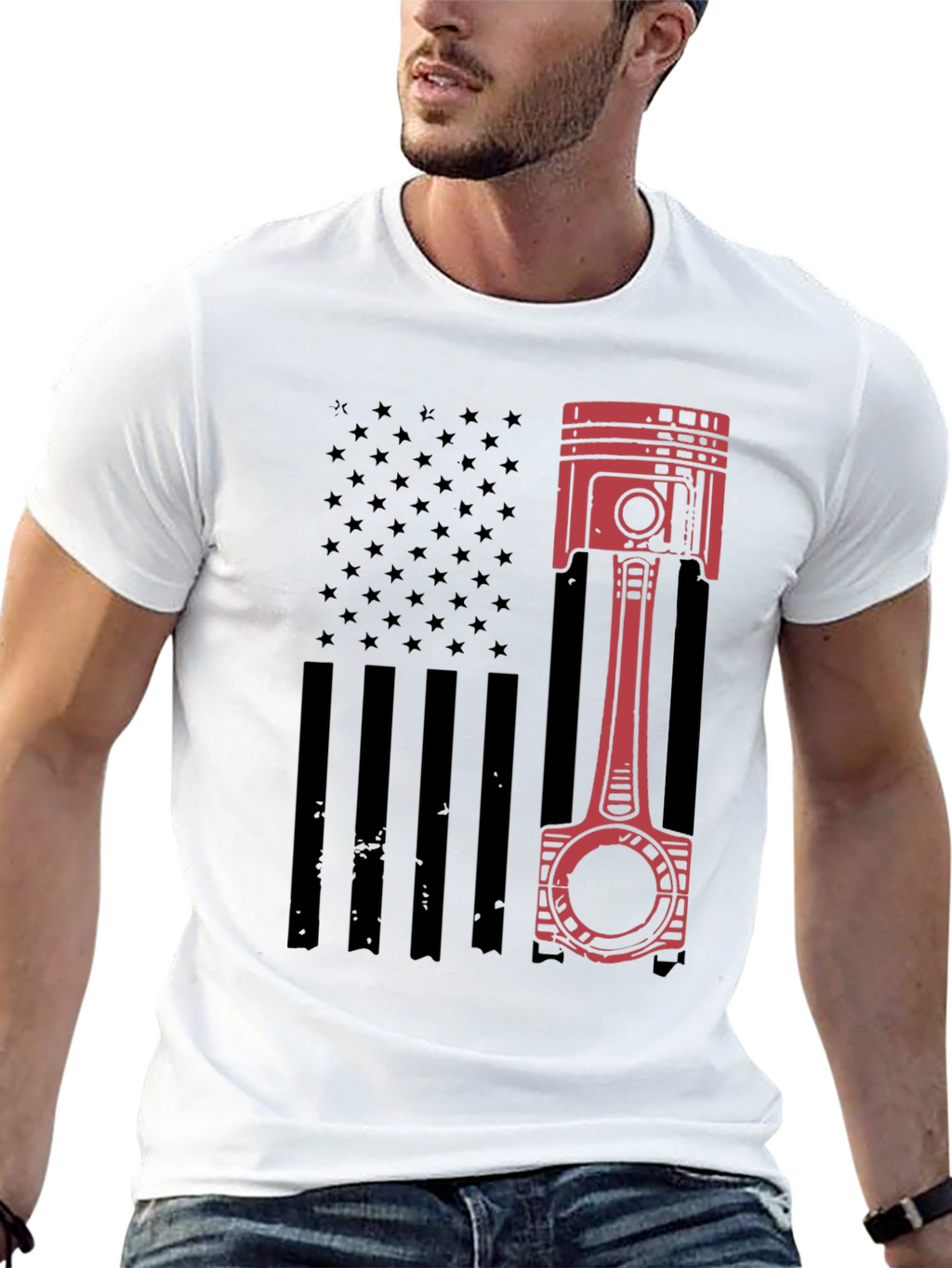 Piston American Flag T-Shirt - Black