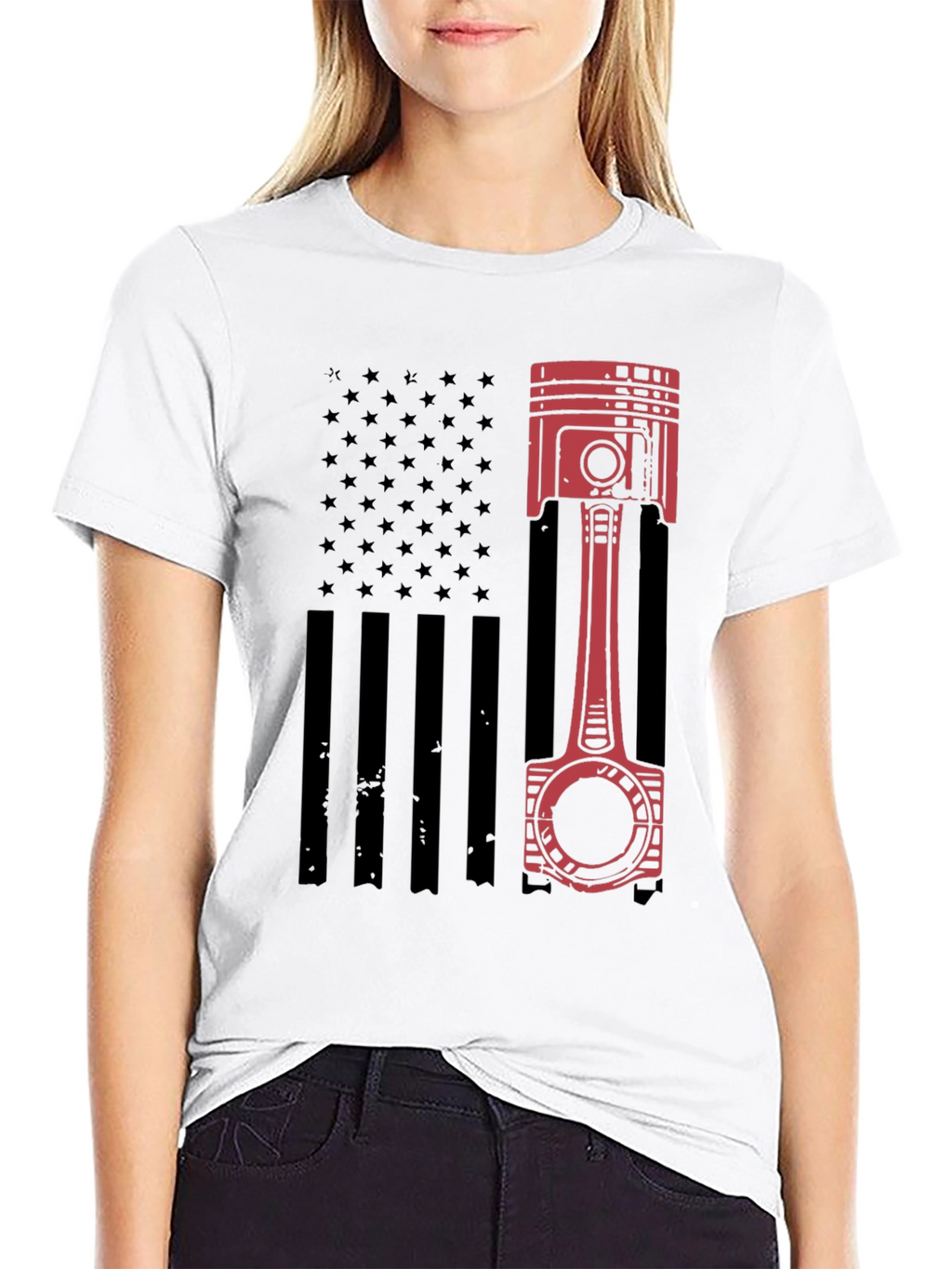 Piston American Flag T-Shirt - Black