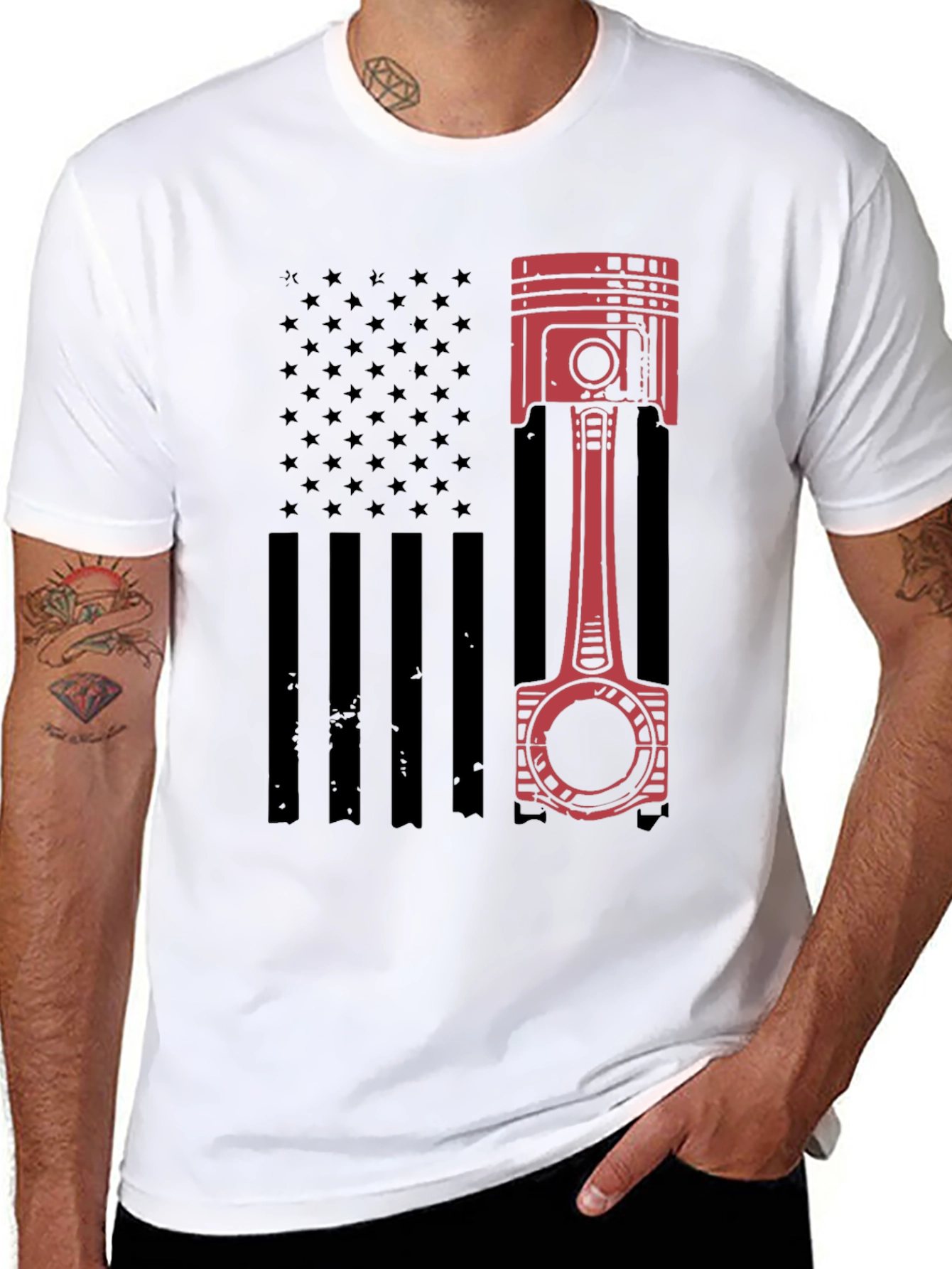 Piston American Flag T-Shirt - Black