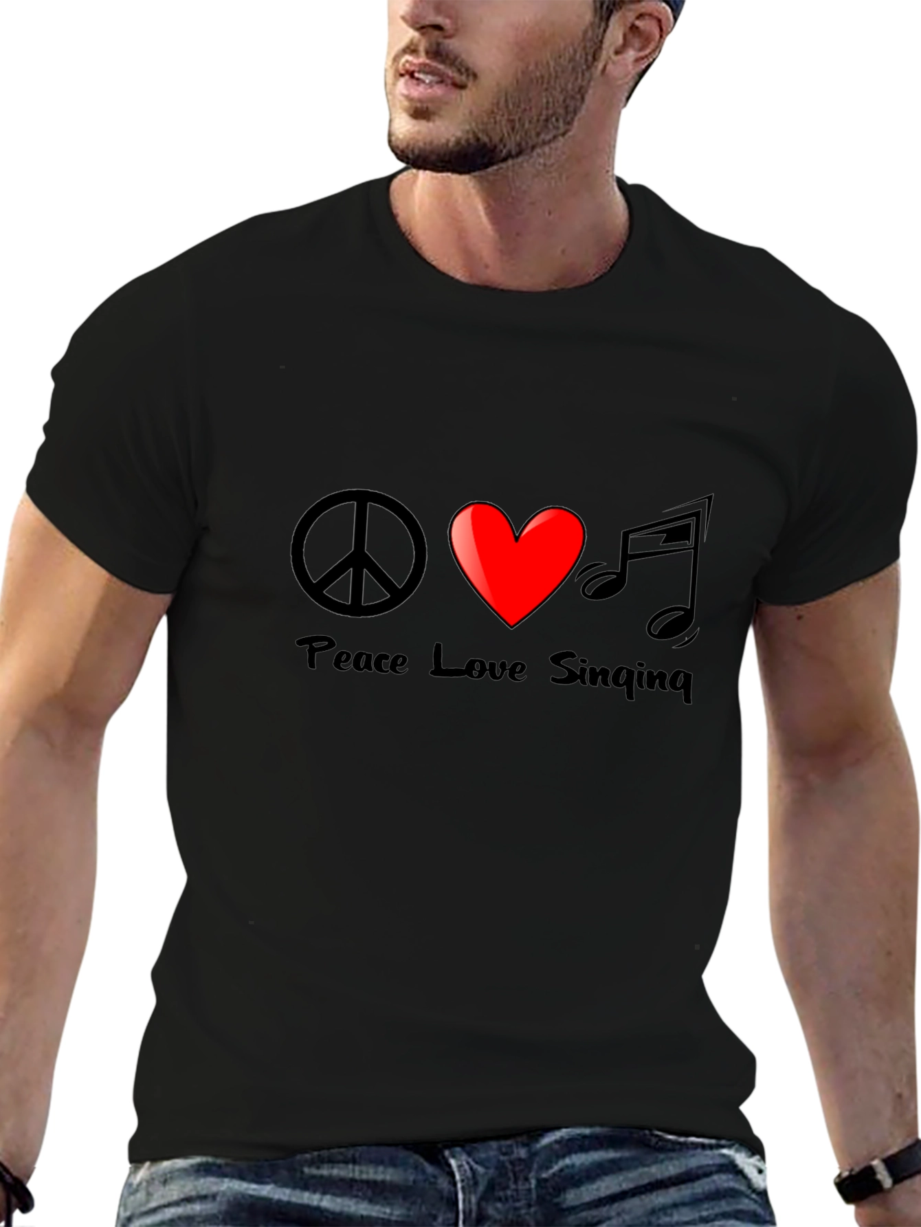 Peace Love Singing Graphic Tee - Black