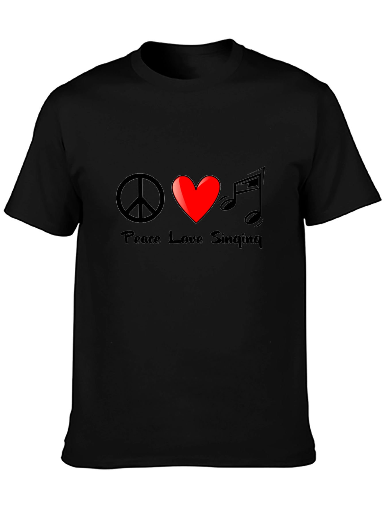 Peace Love Singing Graphic Tee - Black