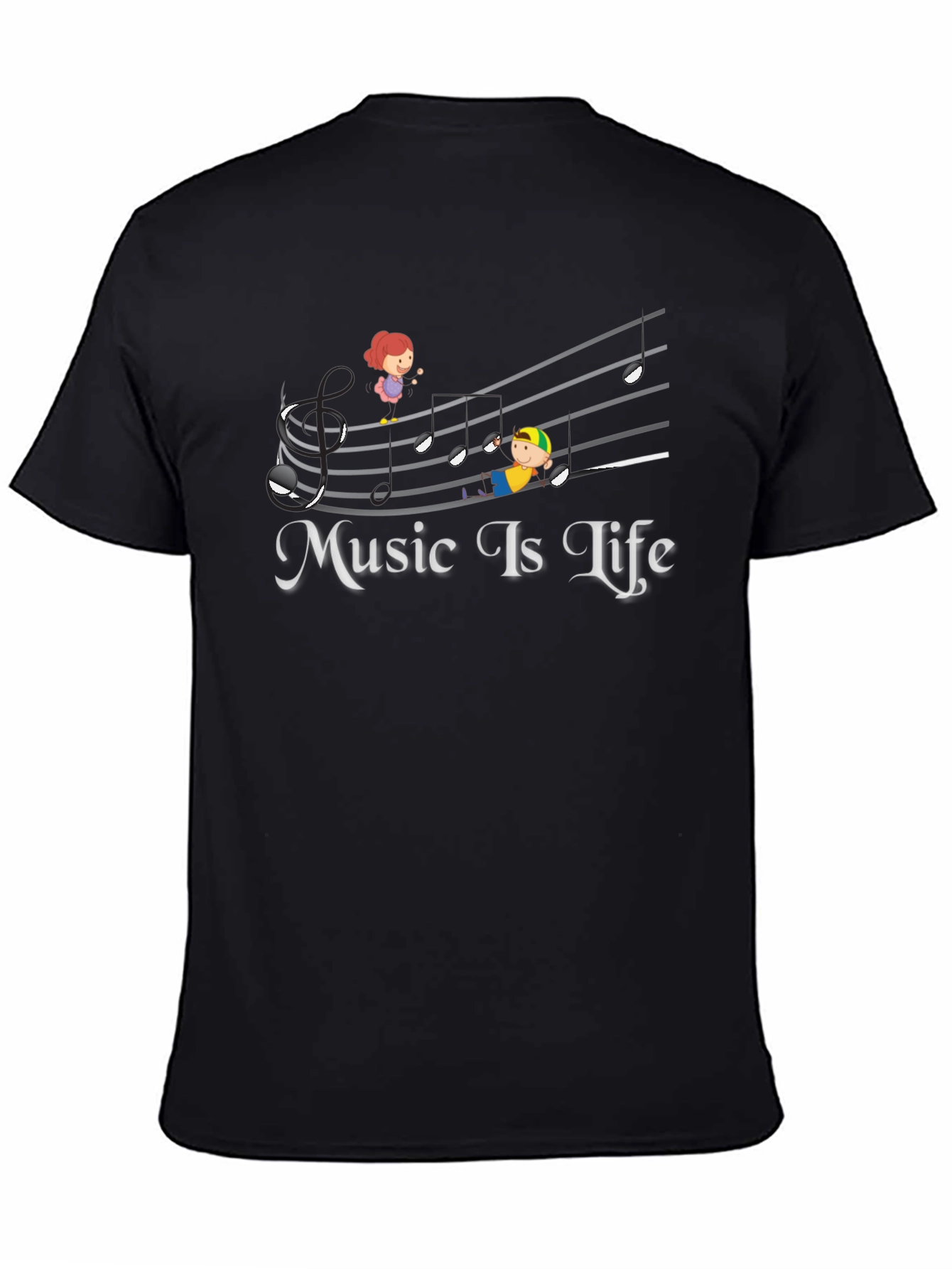 Music Is Life Black Graphic T-Shirt