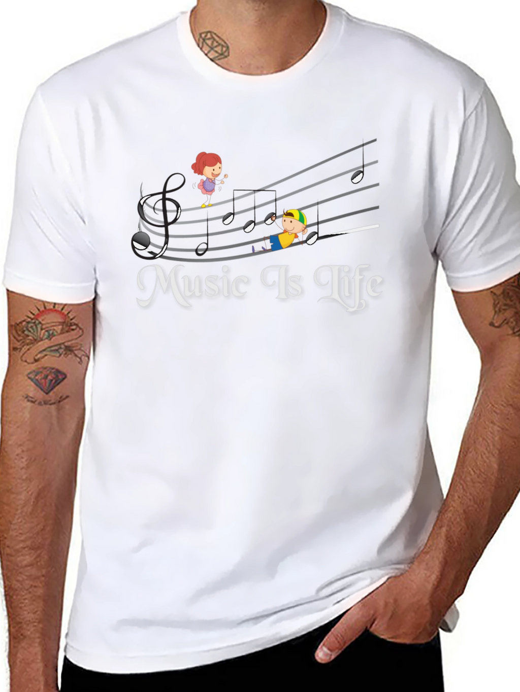 Music Is Life Black Graphic T-Shirt