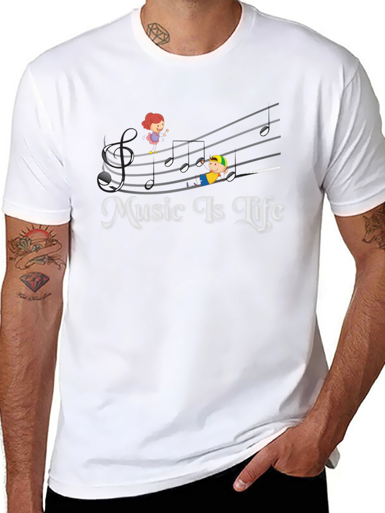Music Is Life Black Graphic T-Shirt
