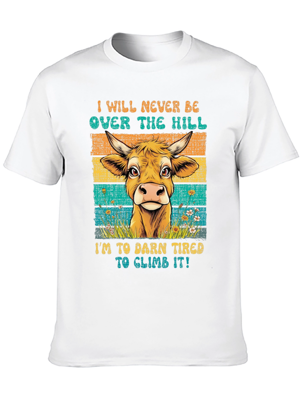 Funny Cow Over The Hill Graphic T-Shirt