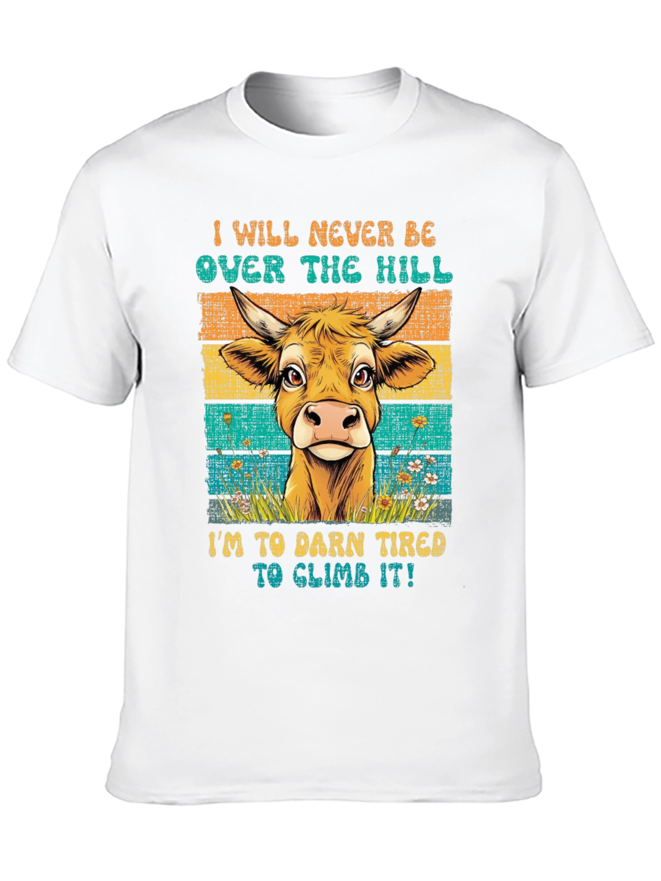 Funny Cow Over The Hill Graphic T-Shirt