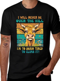Funny Cow Over The Hill Graphic T-Shirt