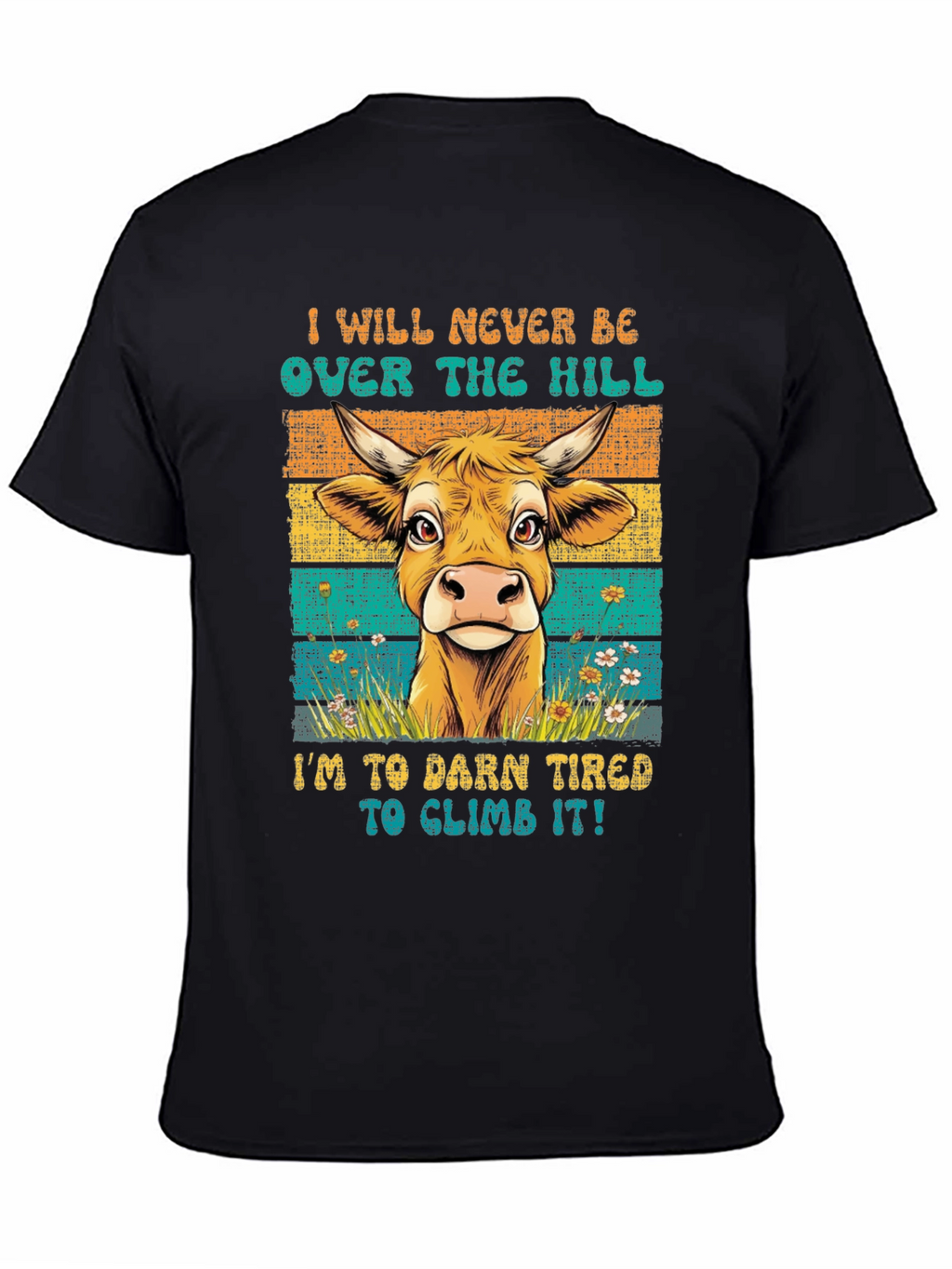 Funny Cow Over The Hill Graphic T-Shirt