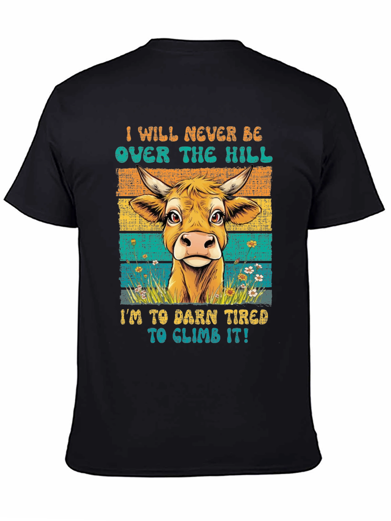 Funny Cow Over The Hill Graphic T-Shirt
