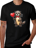 Otter with Heart Balloon T-Shirt - Valentines Day Tee