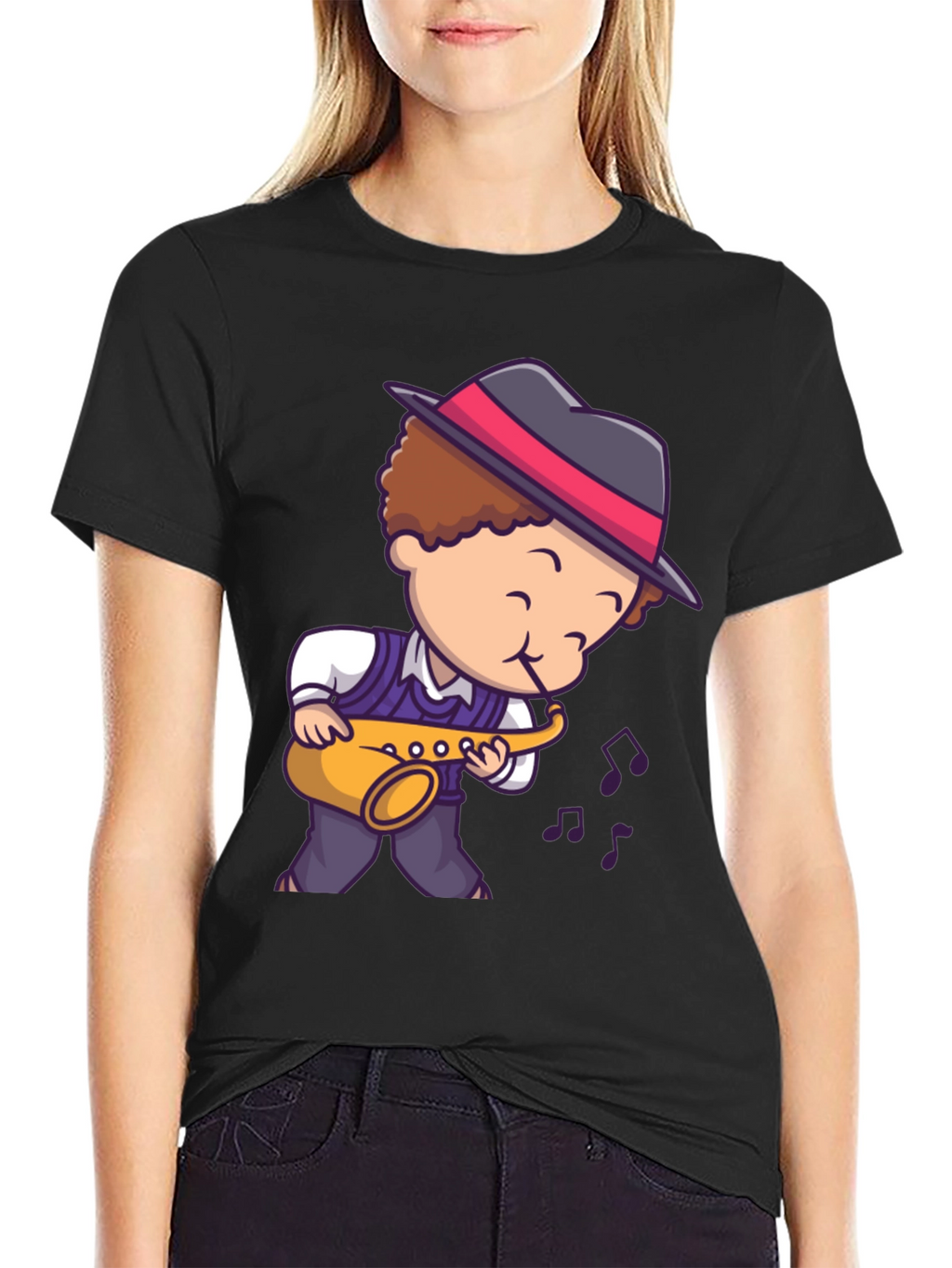 Cartoon Jazz Saxophone Player T-Shirt