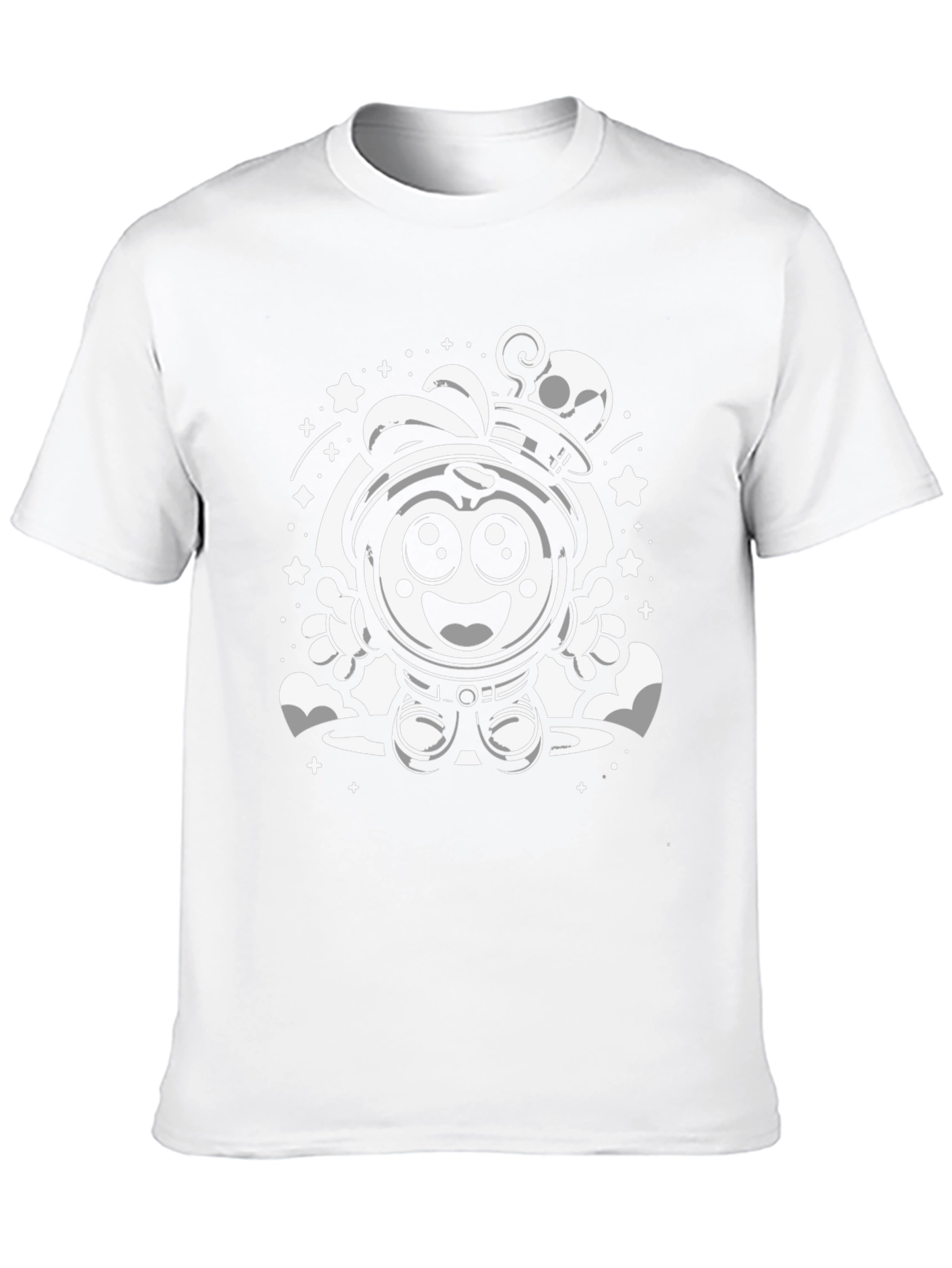 Cartoon Astronaut Graphic Tee - Black