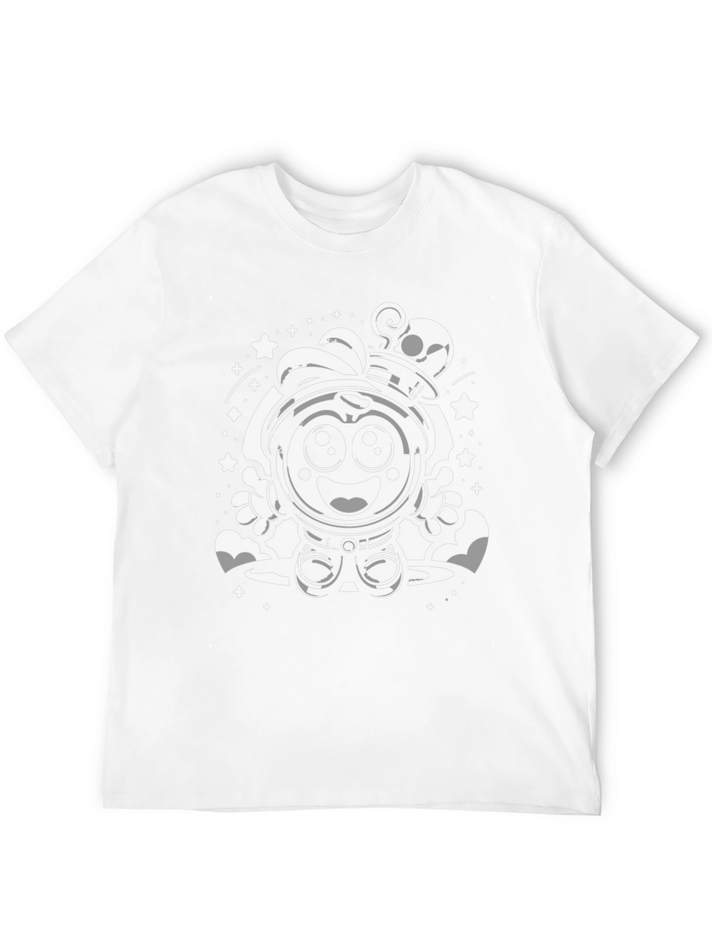 Cartoon Astronaut Graphic Tee - Black