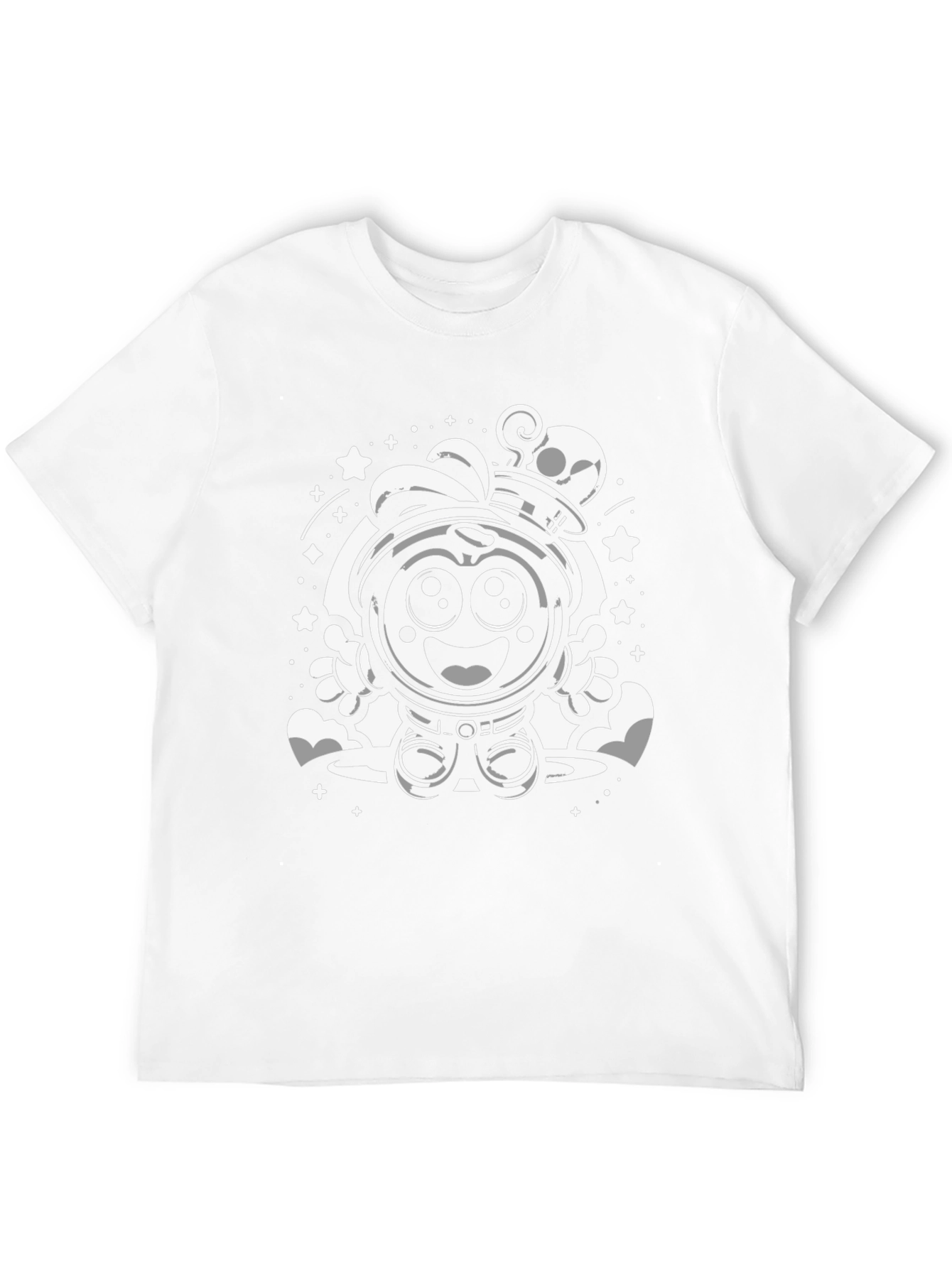 Cartoon Astronaut Graphic Tee - Black
