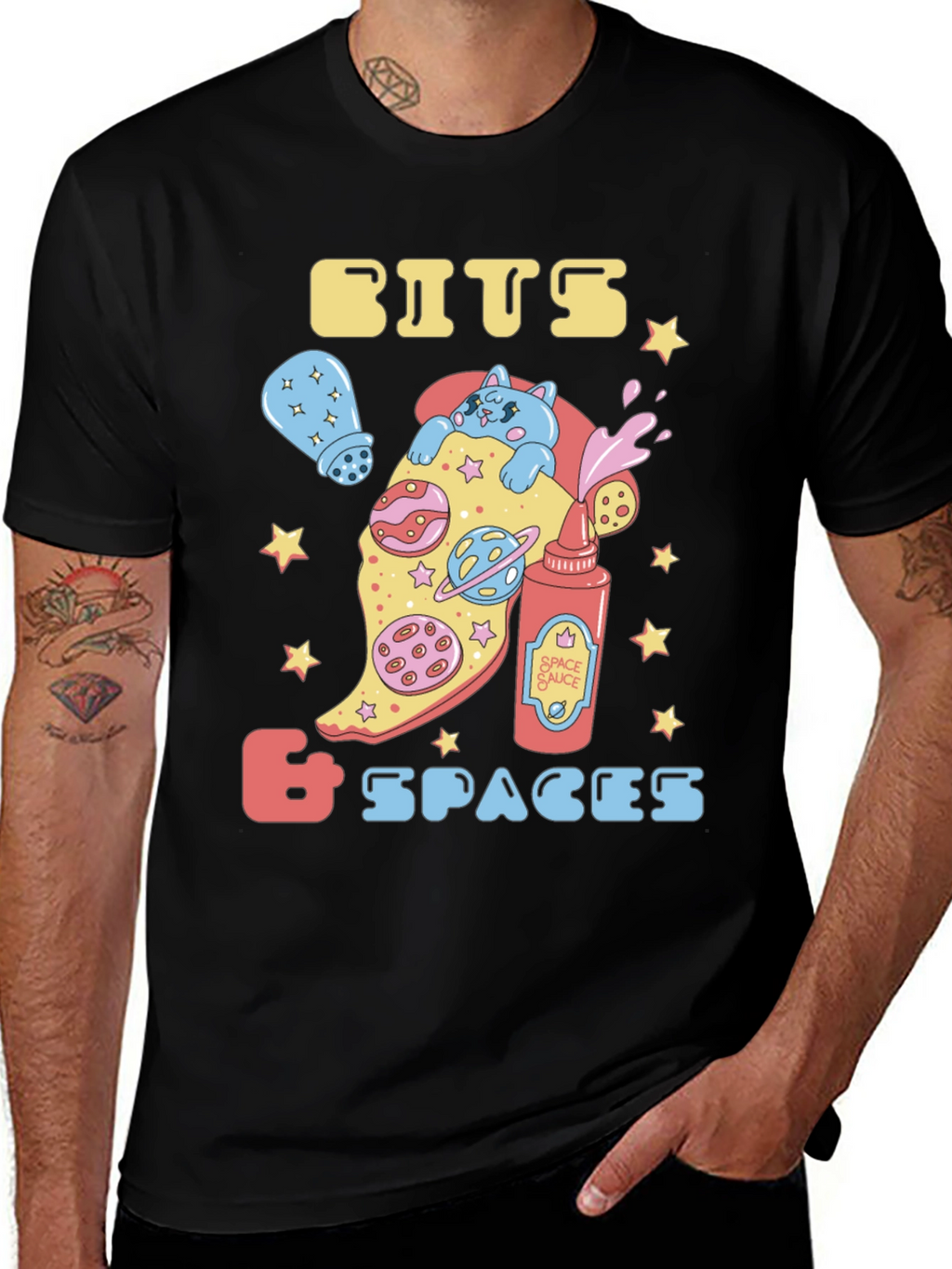 Bits & Spaces Pizza Cat Graphic T-Shirt
