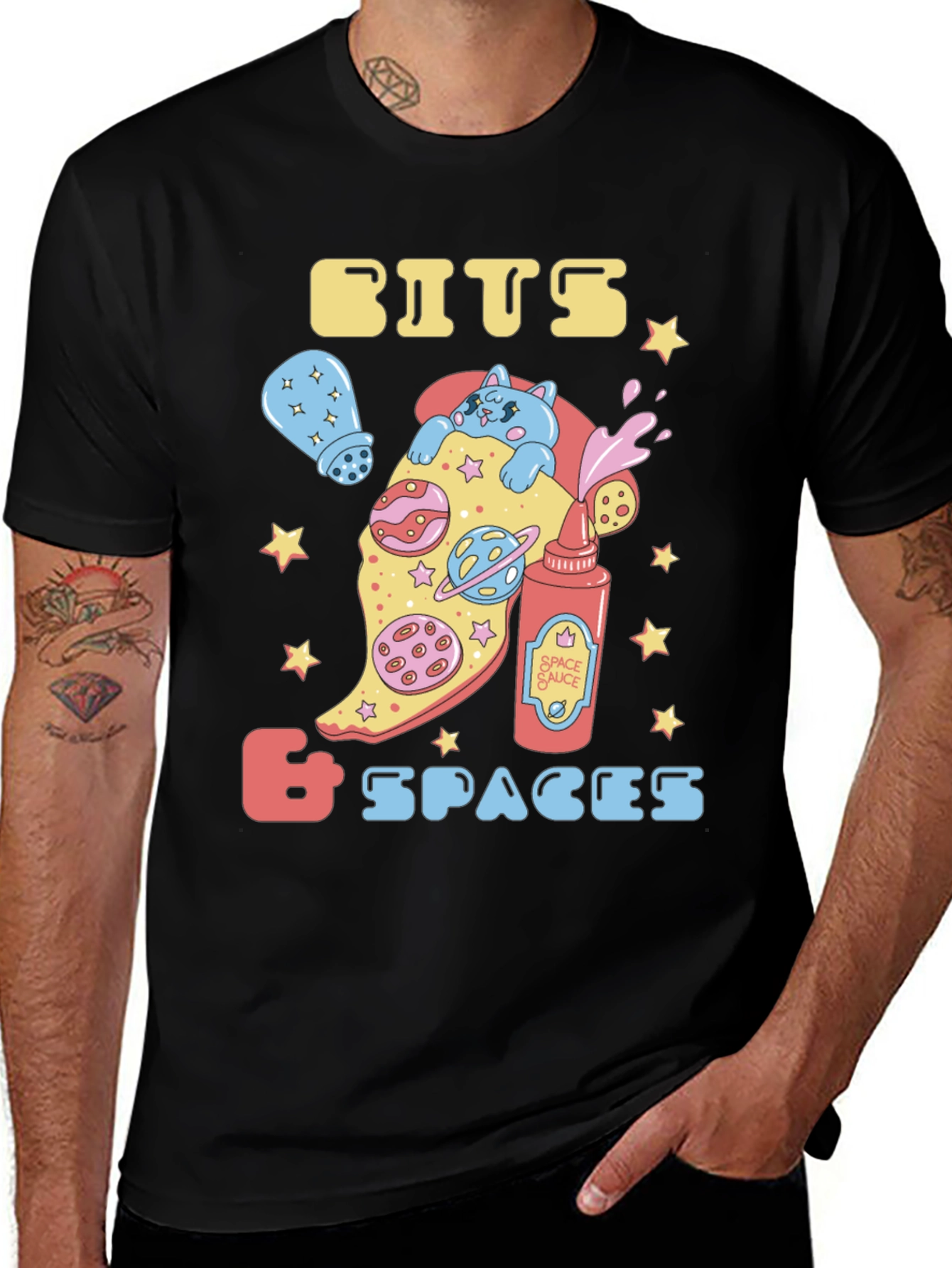 Bits & Spaces Pizza Cat Graphic T-Shirt