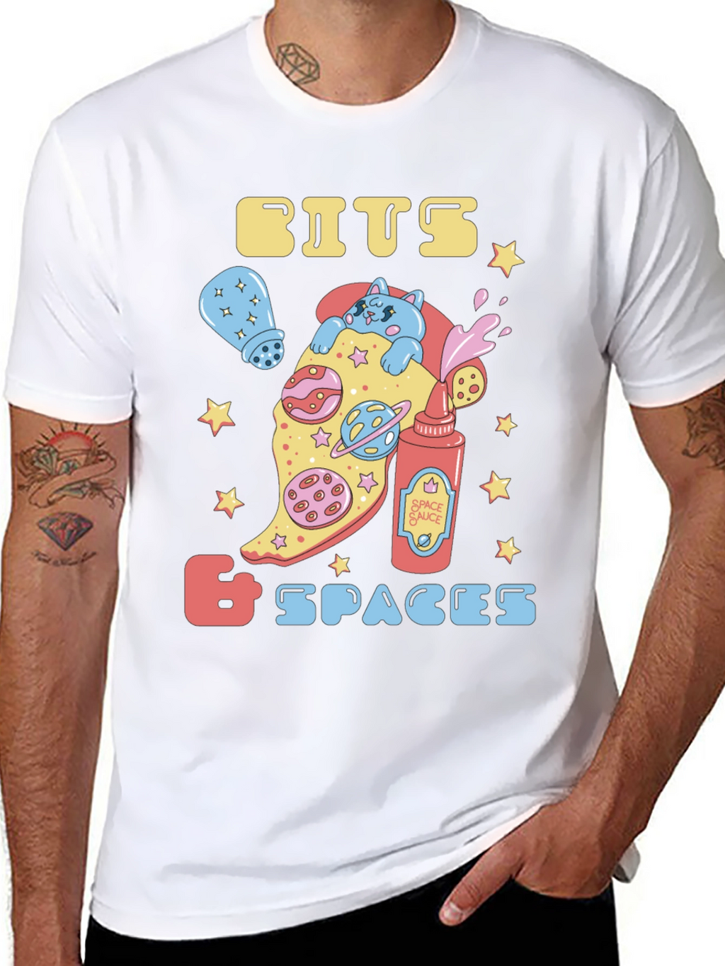 Bits & Spaces Pizza Cat Graphic T-Shirt