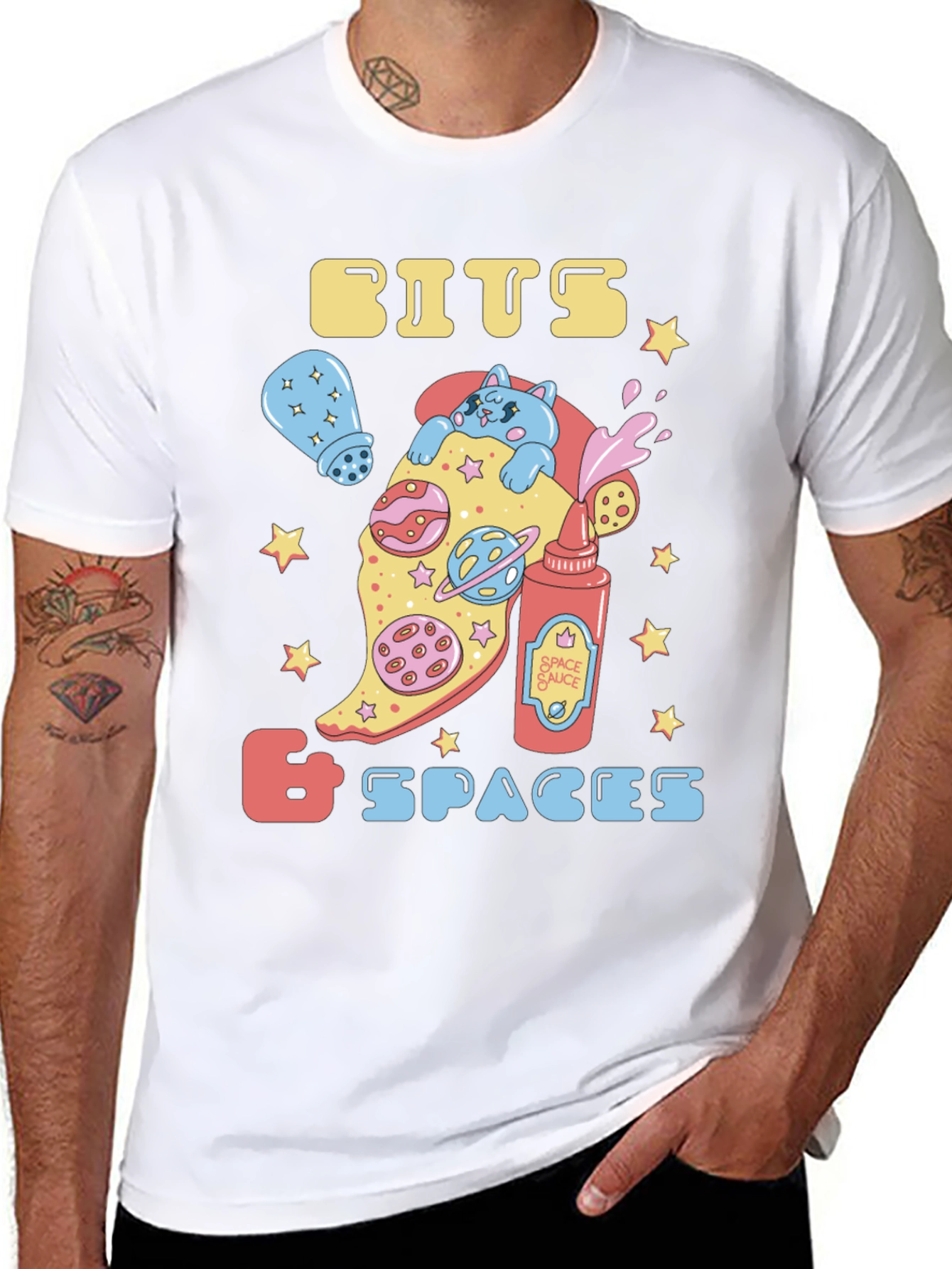 Bits & Spaces Pizza Cat Graphic T-Shirt