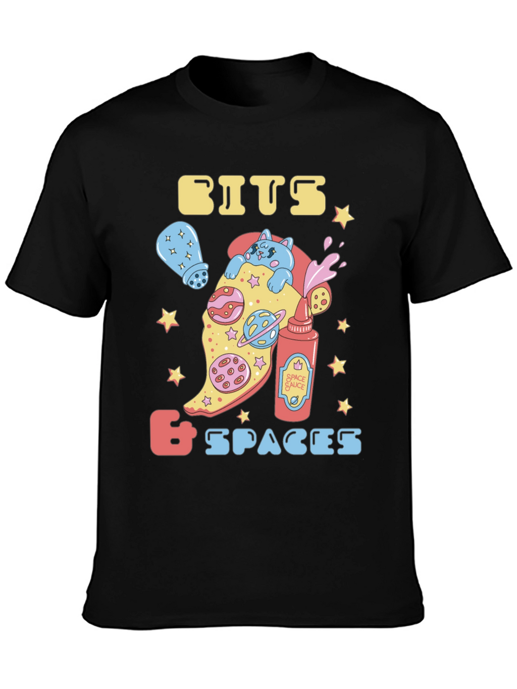 Bits & Spaces Pizza Cat Graphic T-Shirt