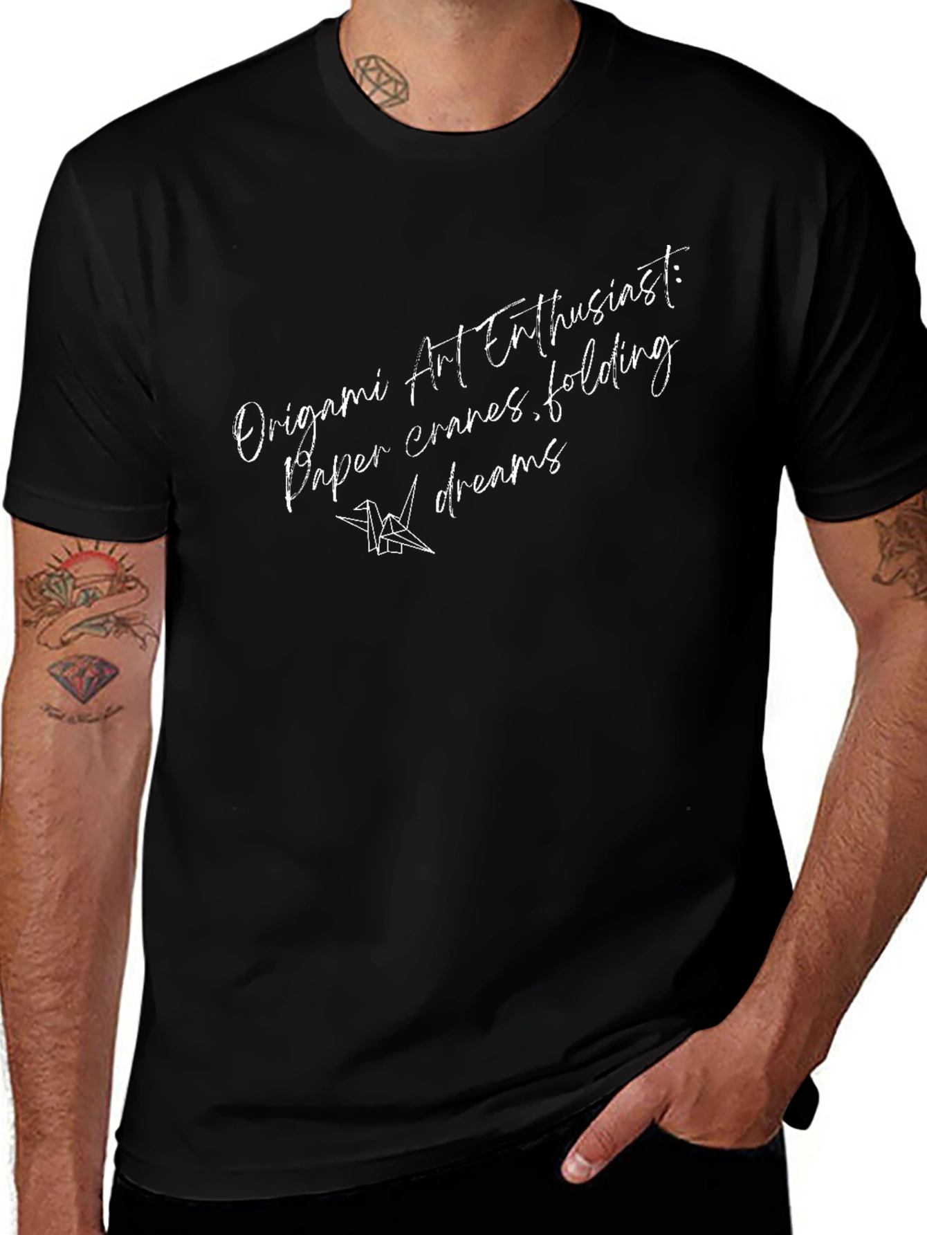 Origami Art Enthusiast Black T-Shirt