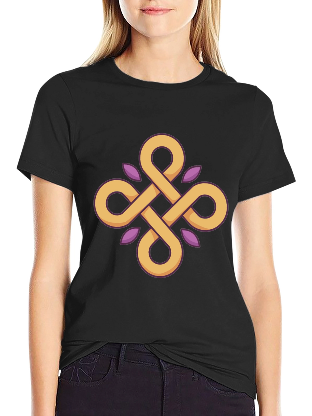 Geometric Knot Graphic Tee - Stylish Black T-Shirt