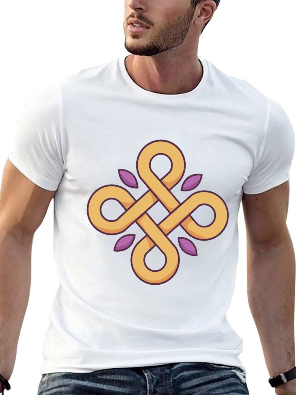 Geometric Knot Graphic Tee - Stylish Black T-Shirt