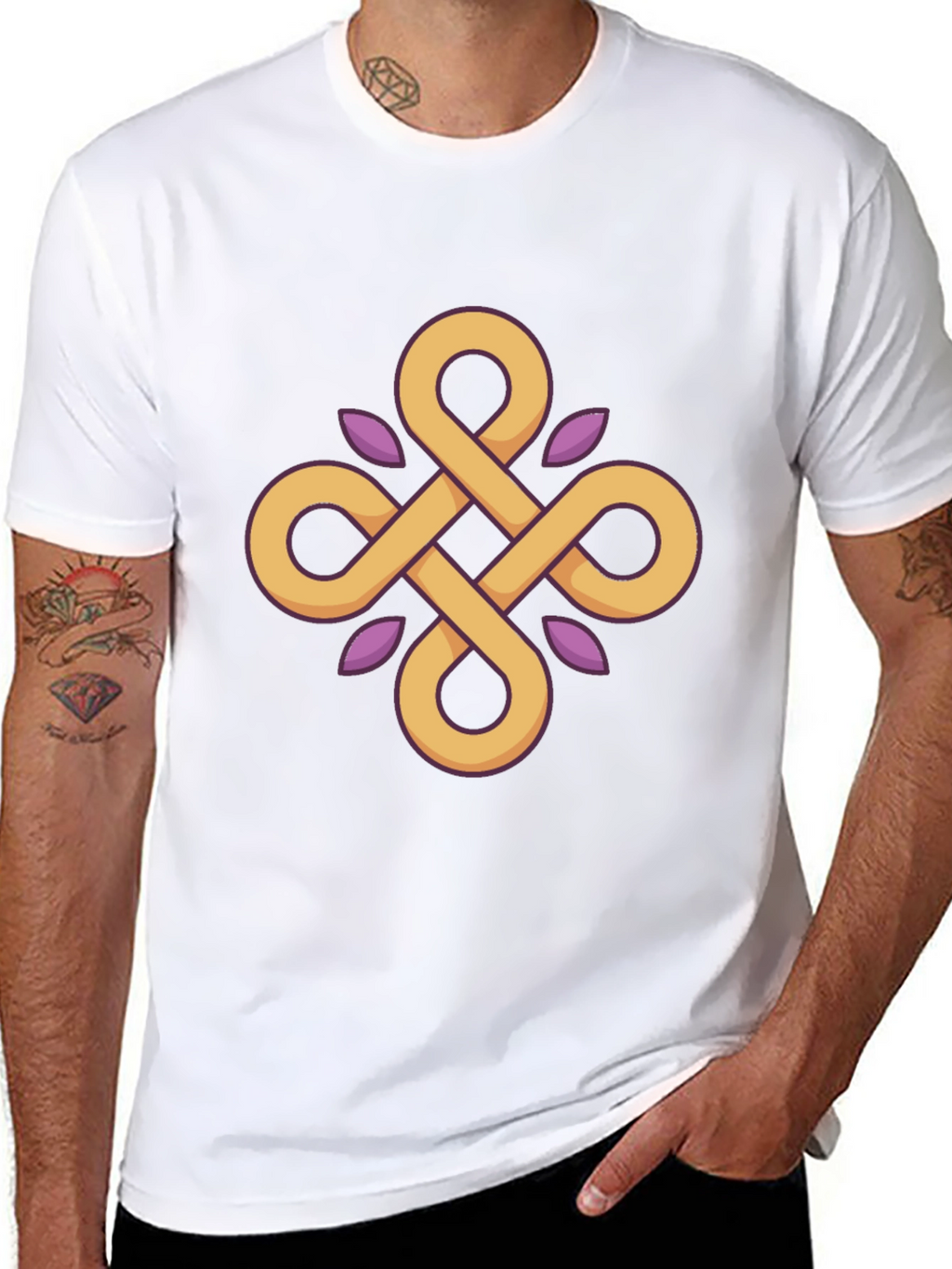 Geometric Knot Graphic Tee - Stylish Black T-Shirt