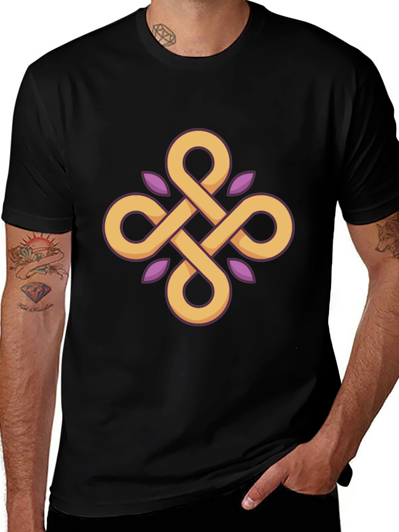Geometric Knot Graphic Tee - Stylish Black T-Shirt