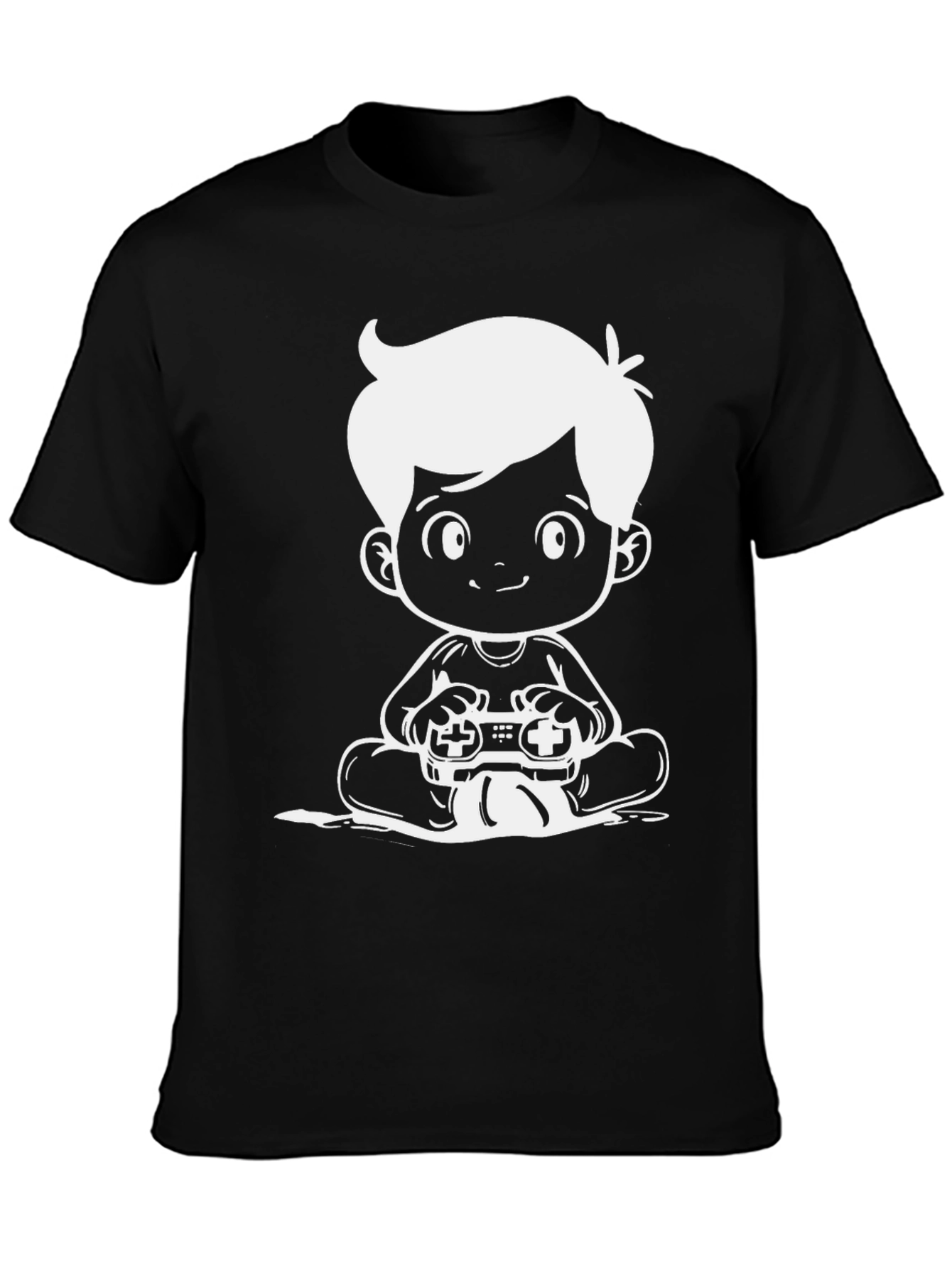 Gamer Kid Graphic Tee - Black Cotton Comfort