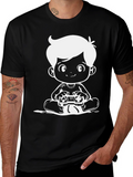 Gamer Kid Graphic Tee - Black Cotton Comfort