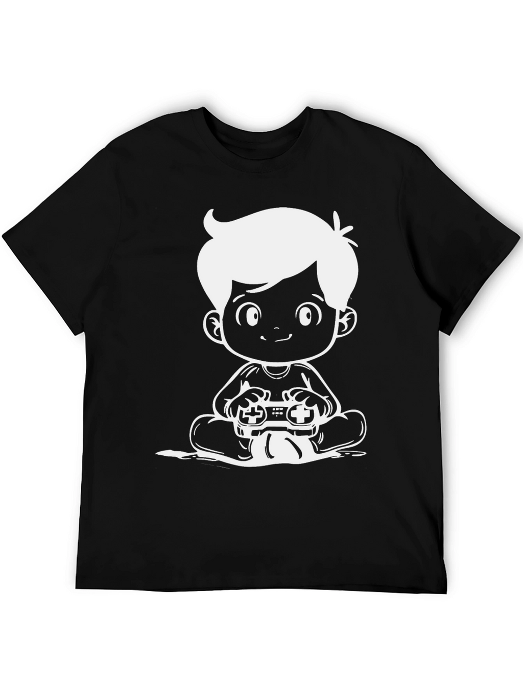 Gamer Kid Graphic Tee - Black Cotton Comfort