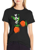 Orange Blossom Graphic Print Black T-Shirt