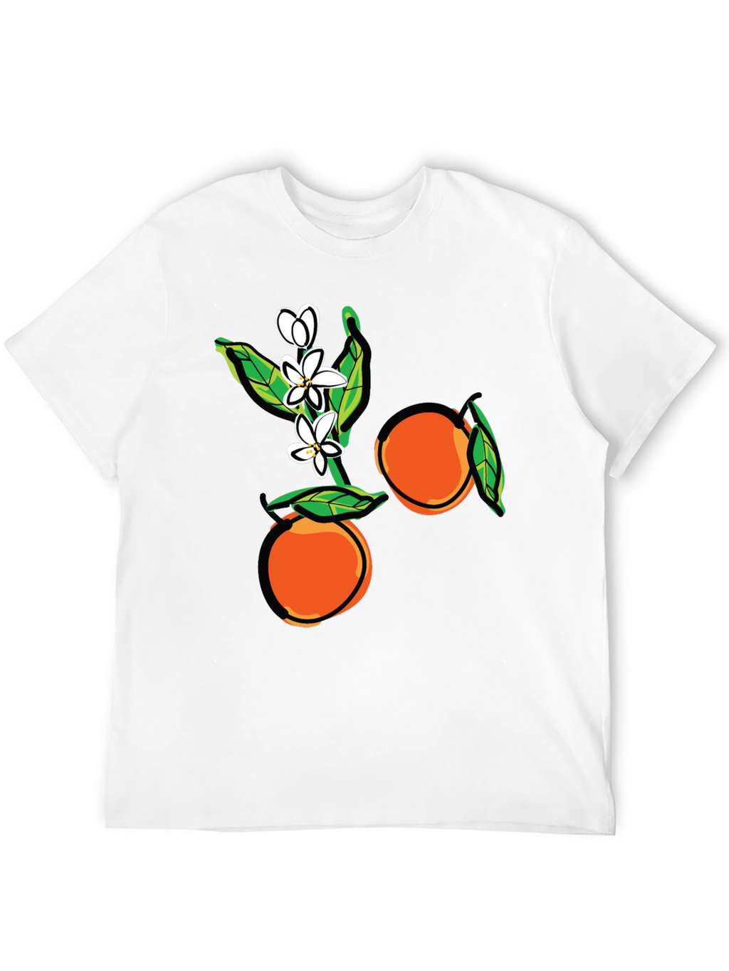 Orange Blossom Graphic Print Black T-Shirt