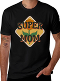 Super Mom Graphic T-Shirt - Floral Design