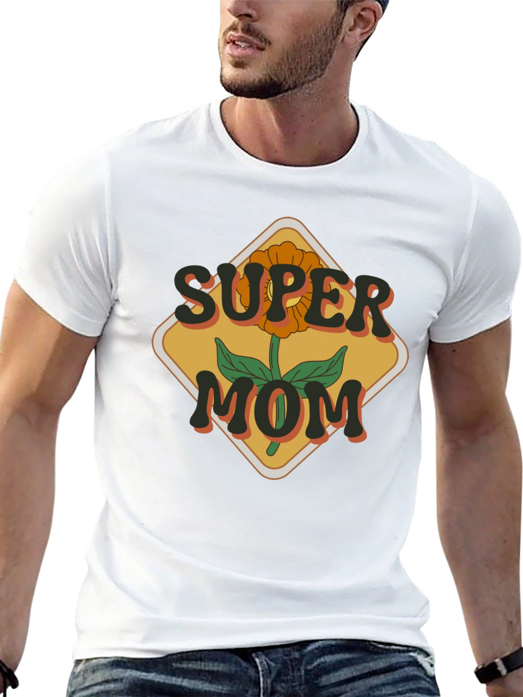 Super Mom Graphic T-Shirt - Floral Design