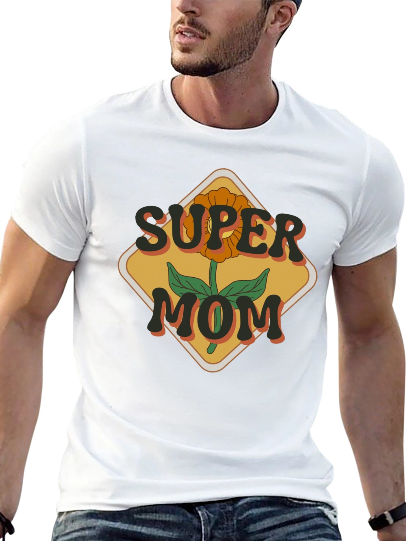 Super Mom Graphic T-Shirt - Floral Design