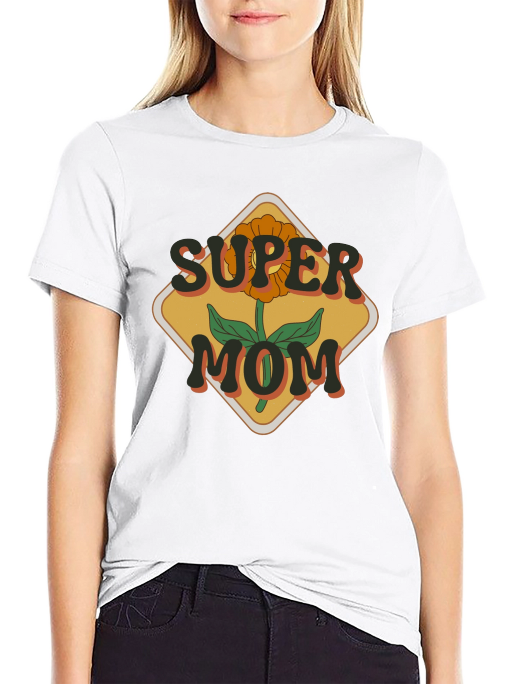Super Mom Graphic T-Shirt - Floral Design