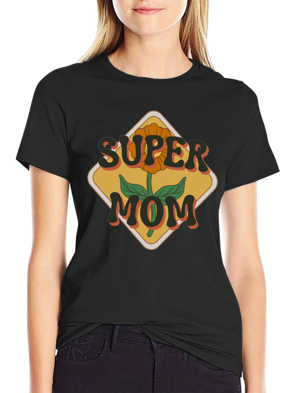 Super Mom Graphic T-Shirt - Floral Design
