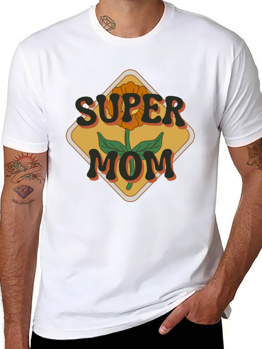 Super Mom Graphic T-Shirt - Floral Design