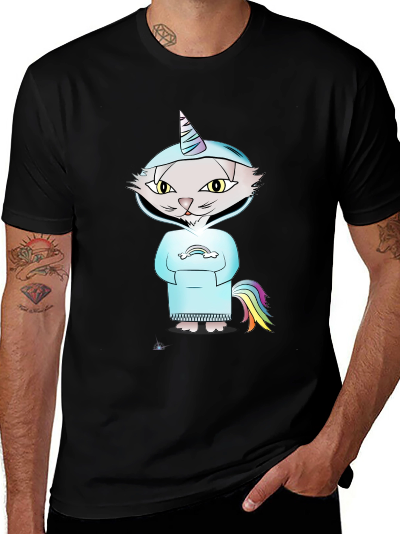 Unicorn Cat T-Shirt - Cartoon Graphic Tee