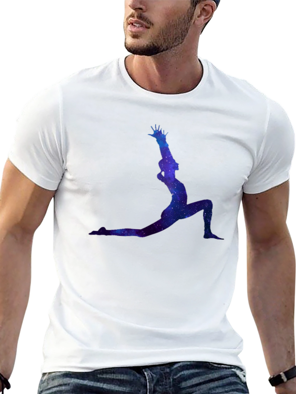 Cosmic Yoga Pose Black T-Shirt