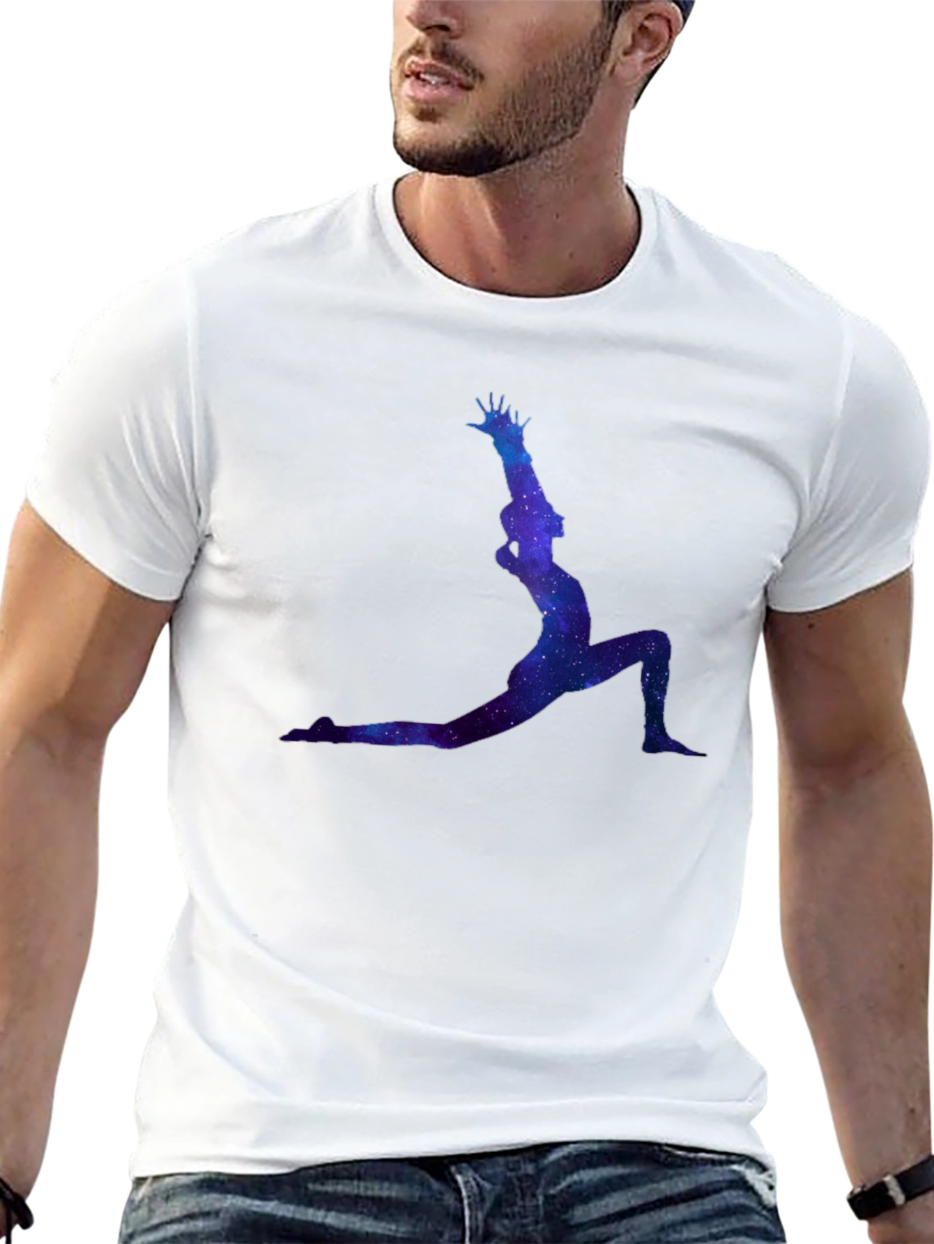 Cosmic Yoga Pose Black T-Shirt