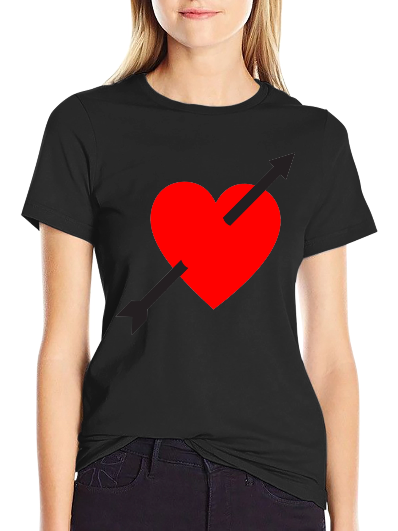 Heart Arrow Graphic Tee - Black