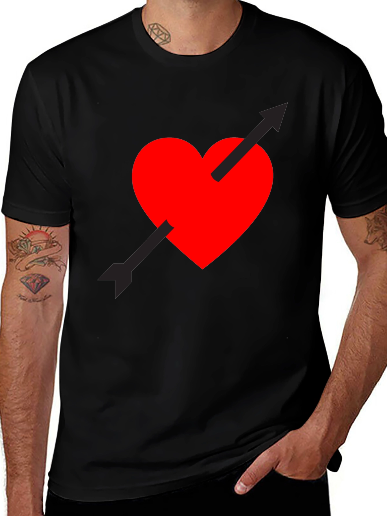 Heart Arrow Graphic Tee - Black
