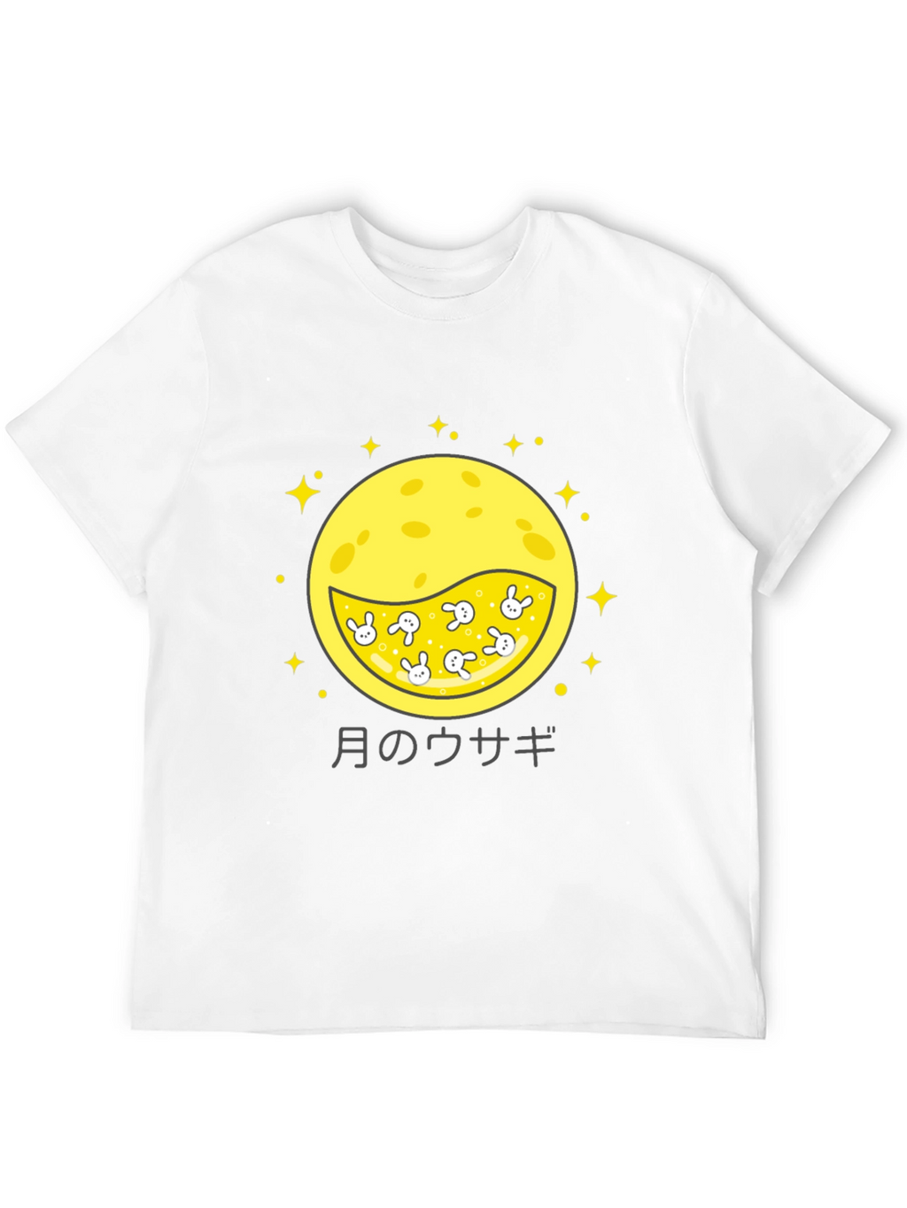 Moon Rabbit Graphic Tee - Black Cotton Shirt