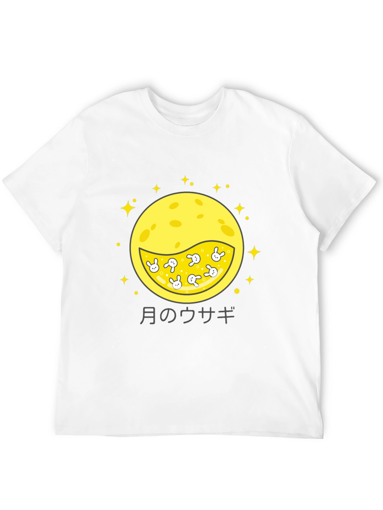 Moon Rabbit Graphic Tee - Black Cotton Shirt