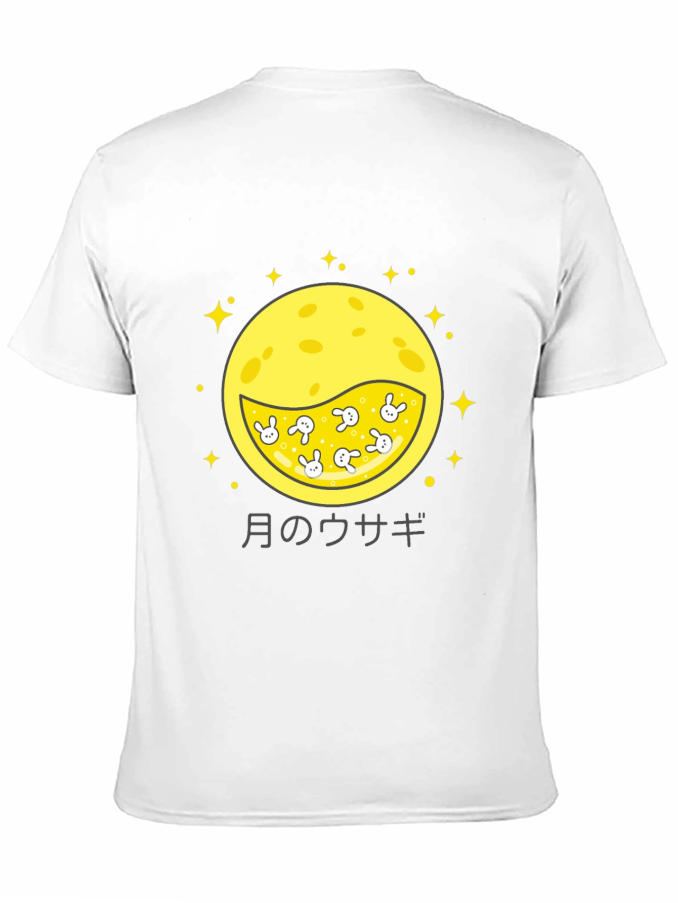 Moon Rabbit Graphic Tee - Black Cotton Shirt
